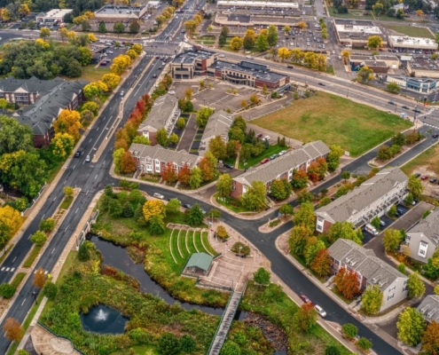 aerial view of Brooklyn Park Minnesota - Maple Care Homes residential assisted living near Brooklyn Park